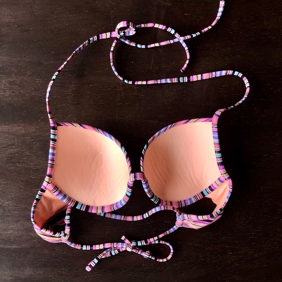 VS Multi-Stripe Foil Push-Up Halter Bikini Top - Picture 3 of 6